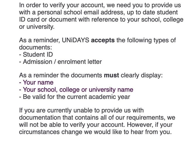 Unidays student status validation