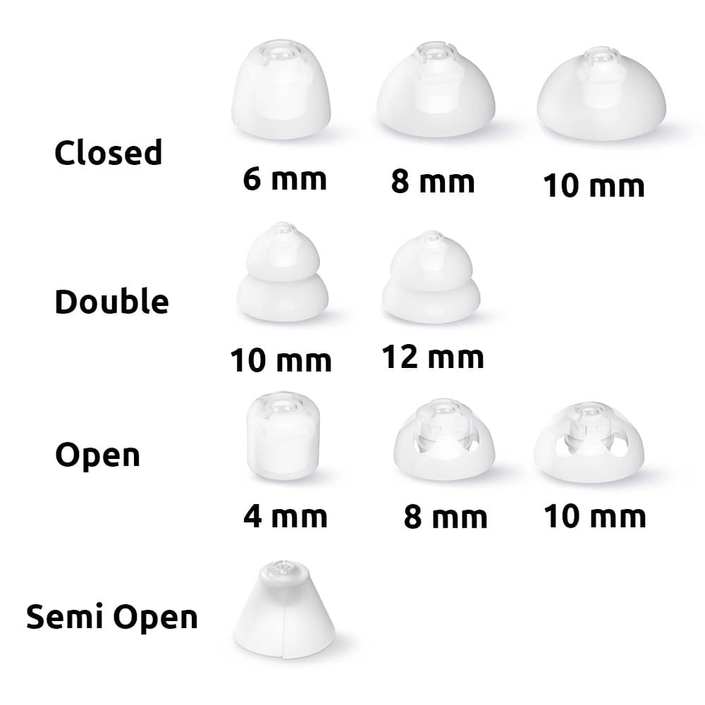 types of hearing aid domes