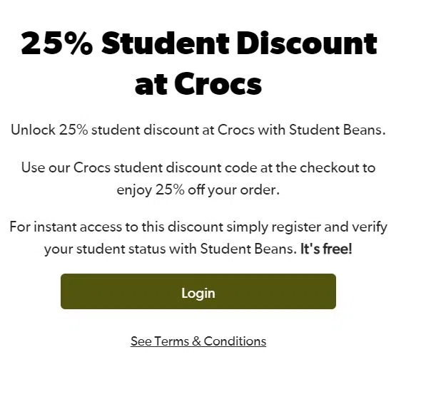 crocs student discount