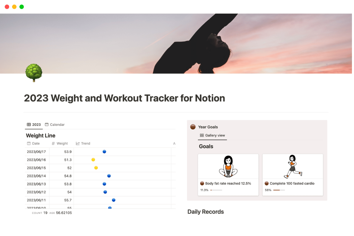 free notion weight loss tracker