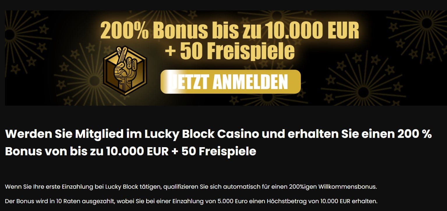 lucky block casino bonus