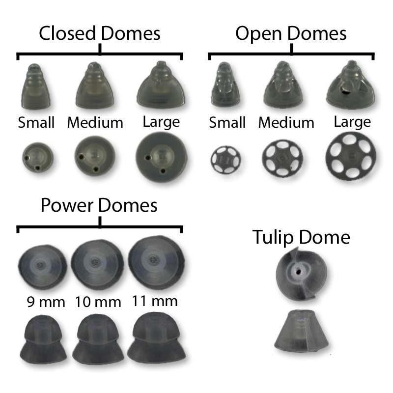 types of hearing aid domes