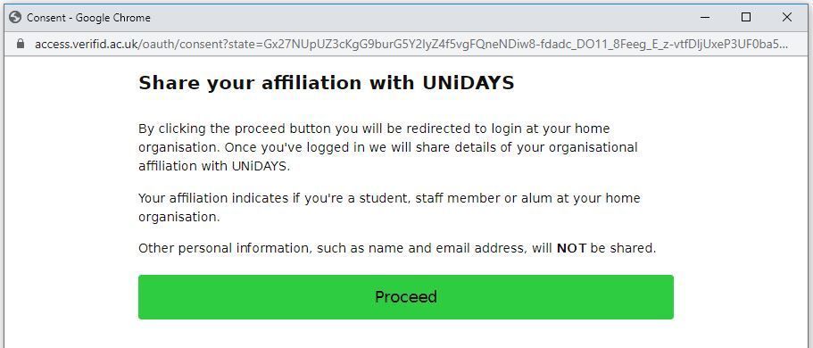 Unidays email authentication