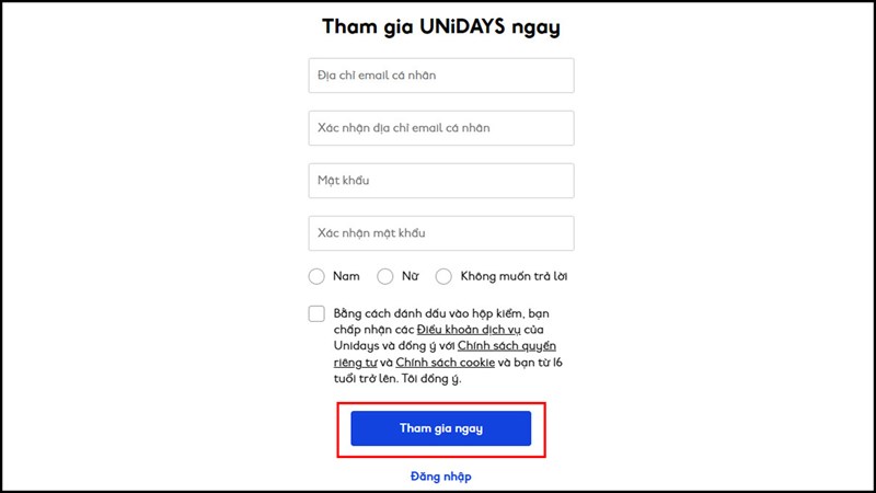 Unidays email authentication