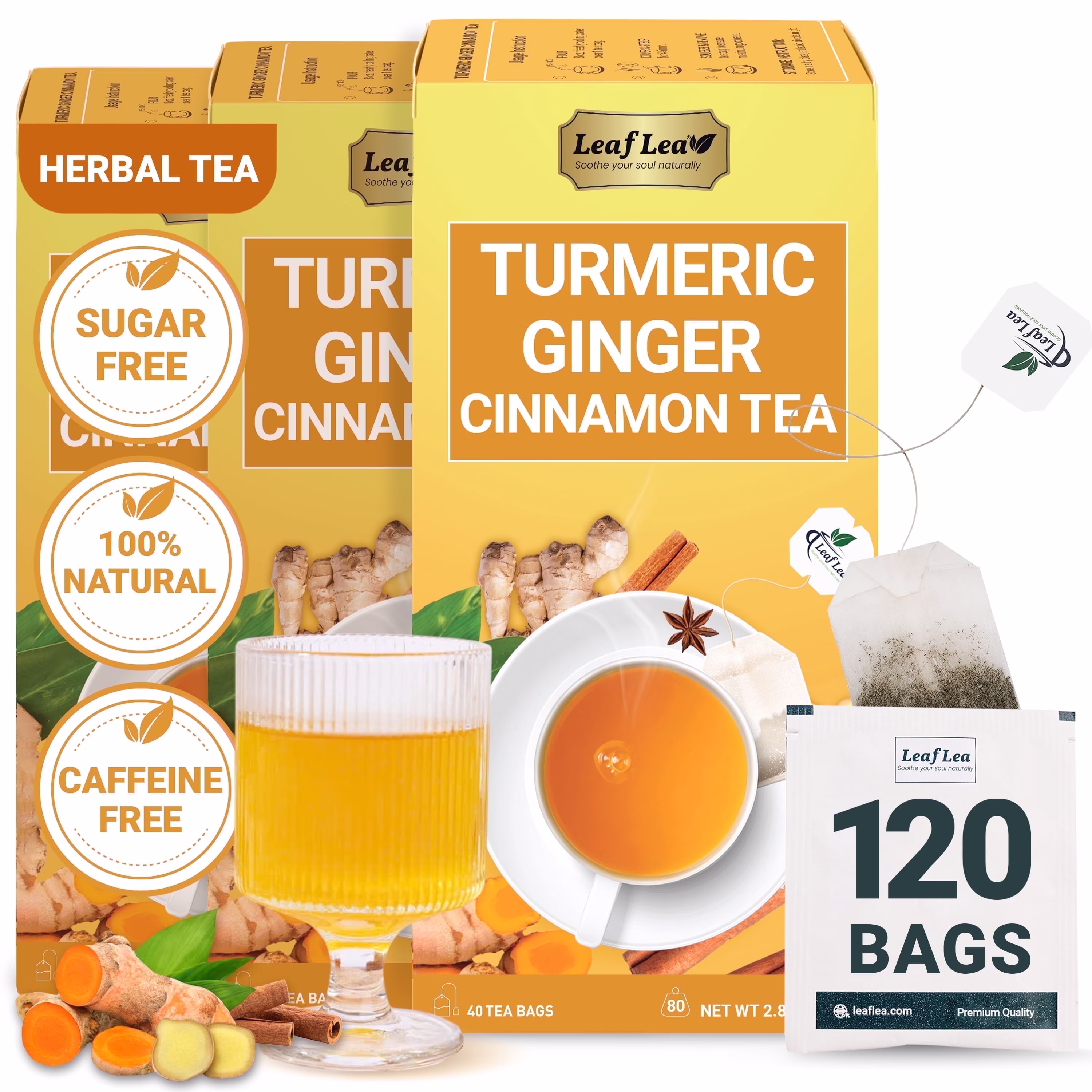 Laptop screen showing mixed online reviews while a person drinks turmeric tea