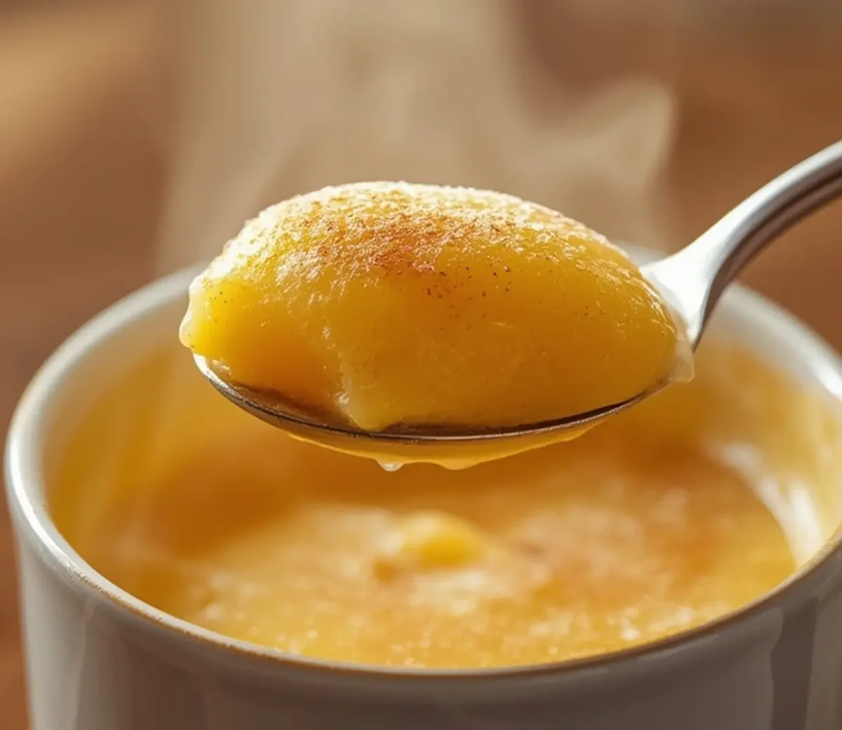 A mug of warm turmeric weight loss drink on a kitchen counter